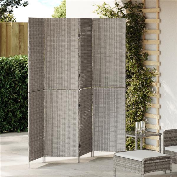Grote foto vidaxl kamerscherm grijs 195 x 180 cm poly rattan huis en inrichting overige huis en inrichting