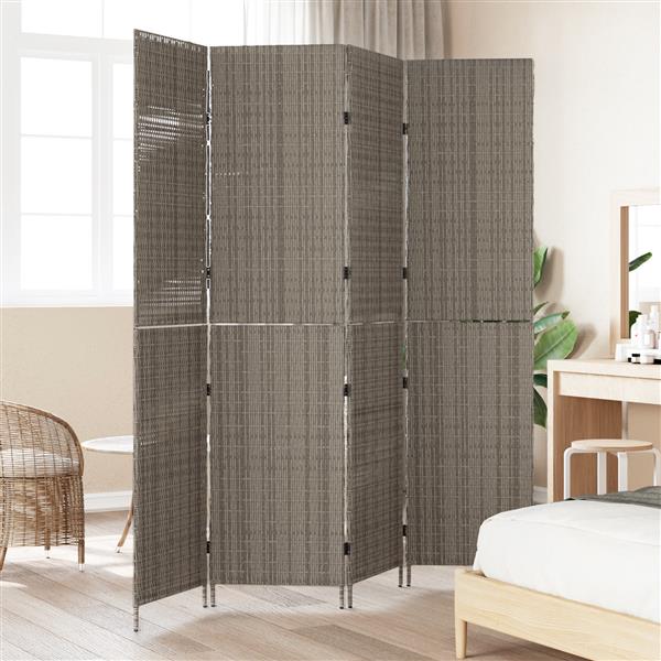 Grote foto vidaxl kamerscherm grijs 195 x 180 cm poly rattan huis en inrichting overige huis en inrichting