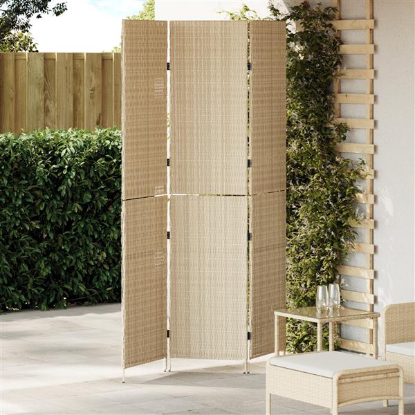 Grote foto vidaxl kamerscherm beige 147 x 180 cm poly rattan huis en inrichting overige huis en inrichting