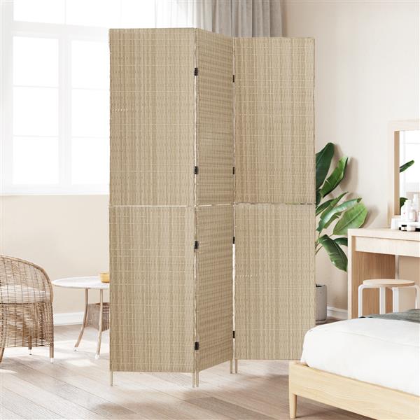 Grote foto vidaxl kamerscherm beige 147 x 180 cm poly rattan huis en inrichting overige huis en inrichting