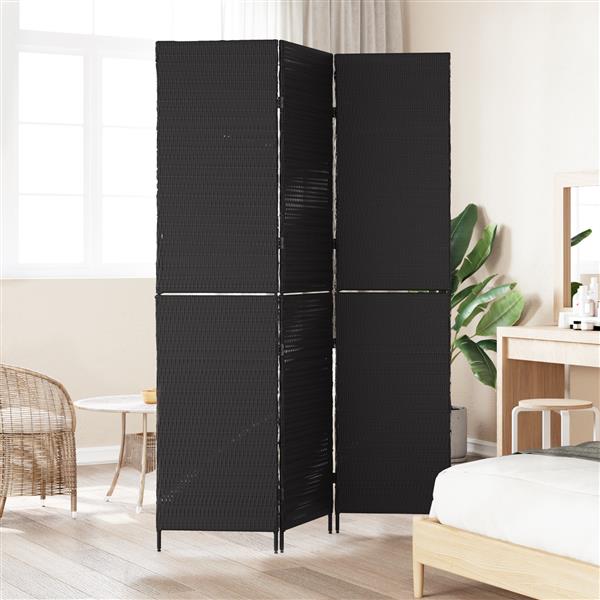 Grote foto vidaxl kamerscherm zwart 146 x 180 cm poly rattan huis en inrichting overige huis en inrichting