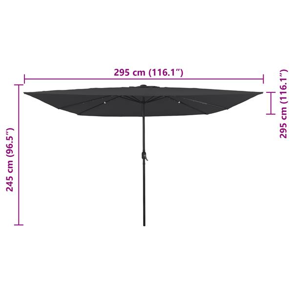 Grote foto vidaxl tuinparasol antraciet en zwart 295 x 295 x 245 cm tuin en terras overige tuin en terras