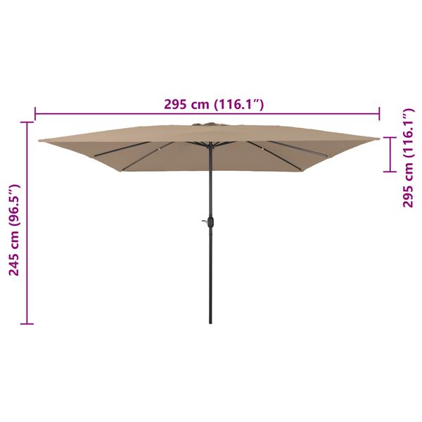 Grote foto vidaxl tuinparasol taupe en zwart 295 x 295 x 245 cm tuin en terras overige tuin en terras