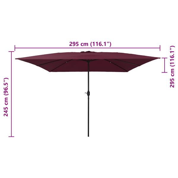 Grote foto vidaxl tuinparasol rood en zwart 295 x 295 x 245 cm polyester en staal tuin en terras overige tuin en terras