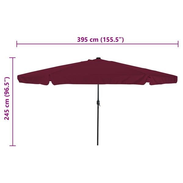 Grote foto vidaxl tuinparasol rood en zwart 395 x 395 x 245 cm polyester en staal tuin en terras overige tuin en terras