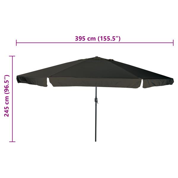 Grote foto vidaxl tuinparasol zwart 395 x 395 x 245 cm polyester en staal tuin en terras overige tuin en terras