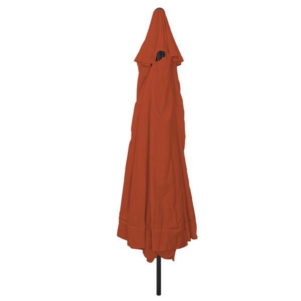Grote foto vidaxl tuinparasol rood en zwart 395 x 395 x 245 cm polyester en staal tuin en terras overige tuin en terras