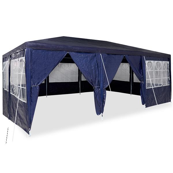 Grote foto vidaxl partytent blauw en wit 600 x 400 x 266 cm polyester en staal tuin en terras overige tuin en terras