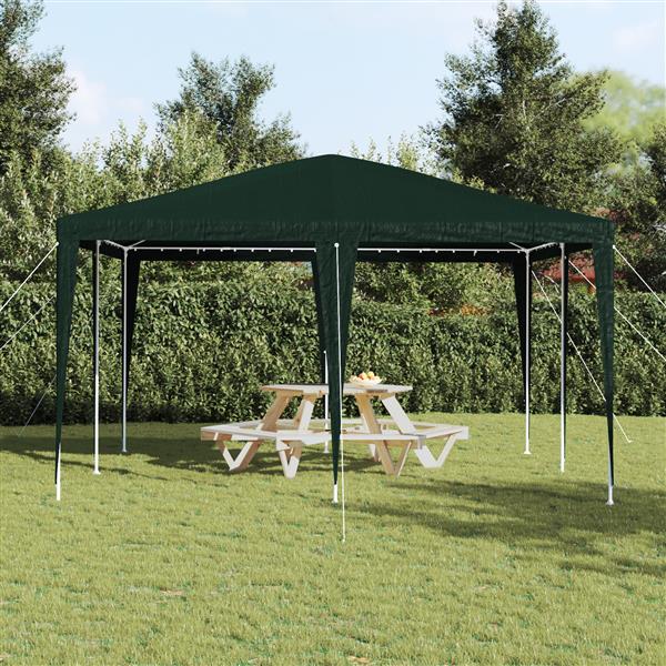 Grote foto vidaxl partytent groen en wit 400 x 400 x 266 cm polyester en staal tuin en terras overige tuin en terras