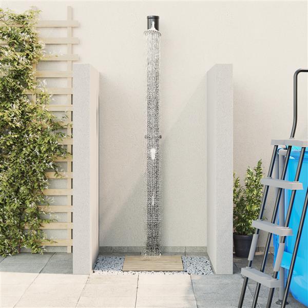 Grote foto vidaxl buitenzonne douche zwart 217 cm pvc en aluminium tuin en terras zwembaden toebehoren