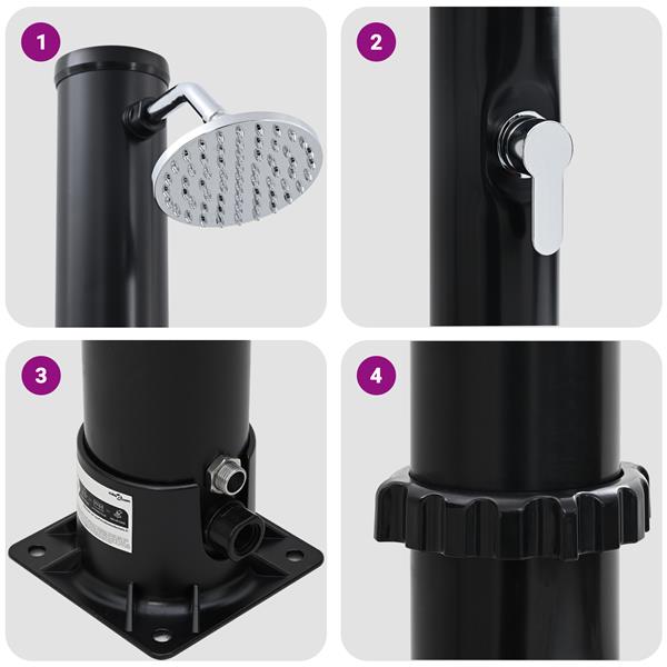 Grote foto vidaxl buitenzonne douche zwart 217 cm pvc en aluminium tuin en terras zwembaden toebehoren
