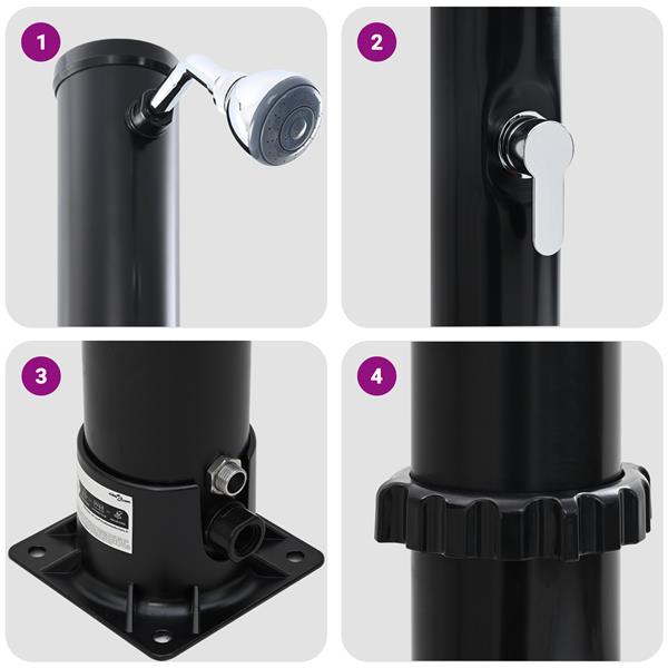 Grote foto vidaxl buitenzonne douche zwart 217 cm pvc en aluminium tuin en terras zwembaden toebehoren