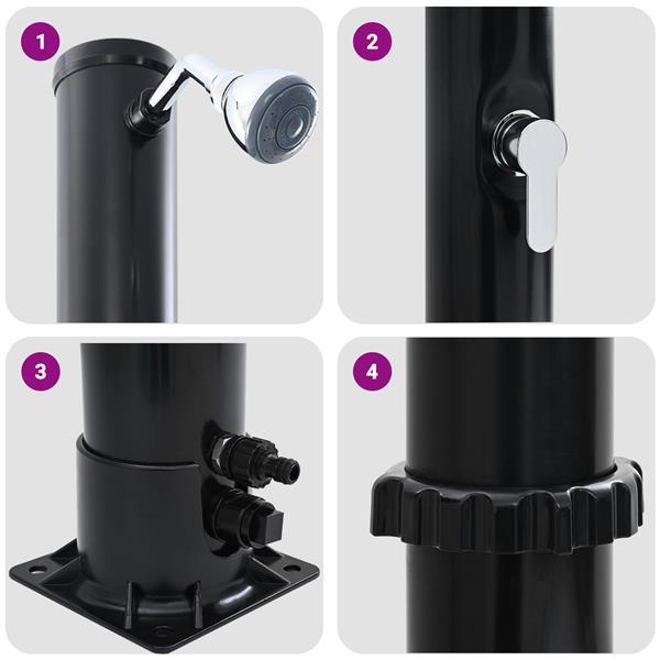Grote foto vidaxl buitenzonne douche zwart 217 cm pvc en aluminium tuin en terras zwembaden toebehoren