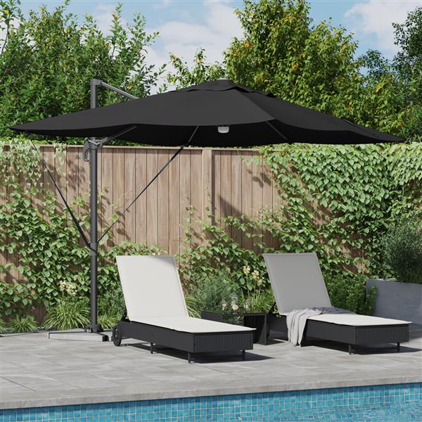 Grote foto vidaxl cantilever roma parasol zwart en zwart 352 x 251 x 265 cm tuin en terras overige tuin en terras