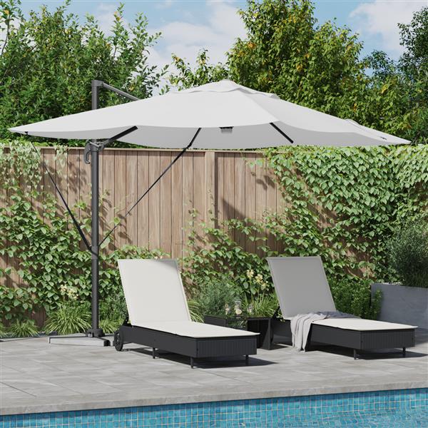 Grote foto vidaxl cantilever roma parasol beige en zwart 352 x 251 x 265 cm tuin en terras overige tuin en terras