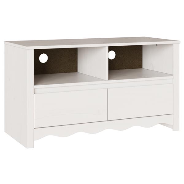 Grote foto vidaxl tv kast met lade drammen wit 99 x 43 x 55 cm massief grenenhout huis en inrichting overige