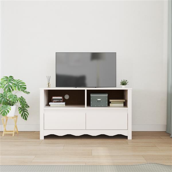 Grote foto vidaxl tv kast met lade drammen wit 99 x 43 x 55 cm massief grenenhout huis en inrichting overige
