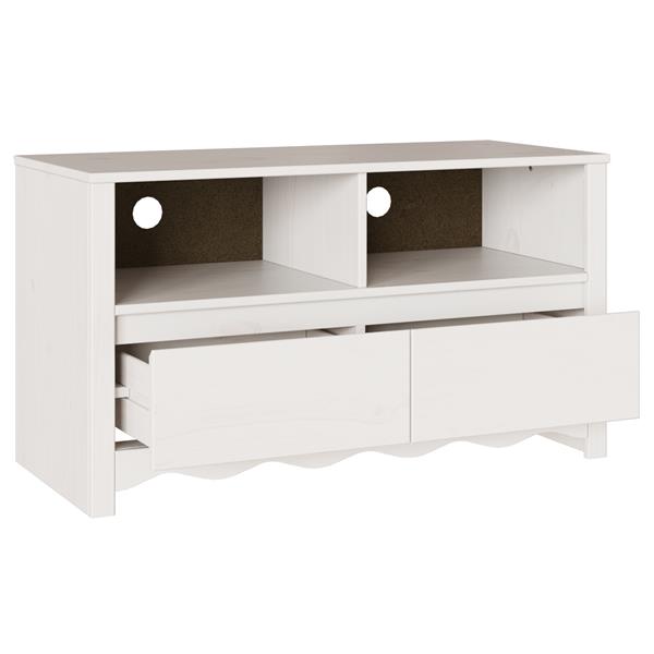 Grote foto vidaxl tv kast met lade drammen wit 99 x 43 x 55 cm massief grenenhout huis en inrichting overige
