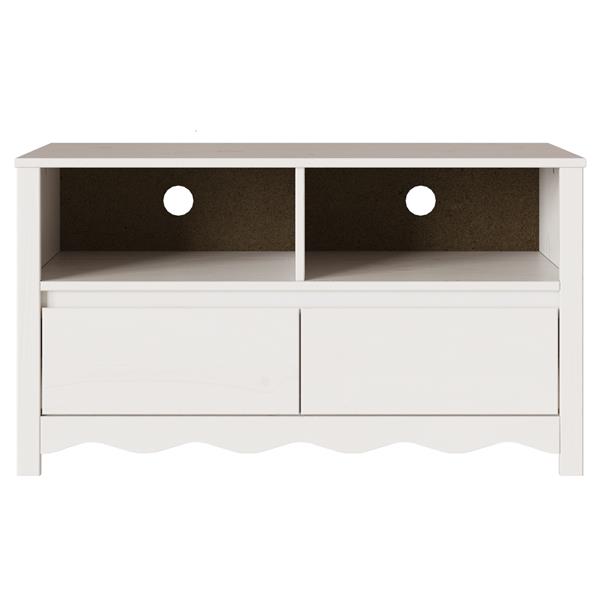 Grote foto vidaxl tv kast met lade drammen wit 99 x 43 x 55 cm massief grenenhout huis en inrichting overige