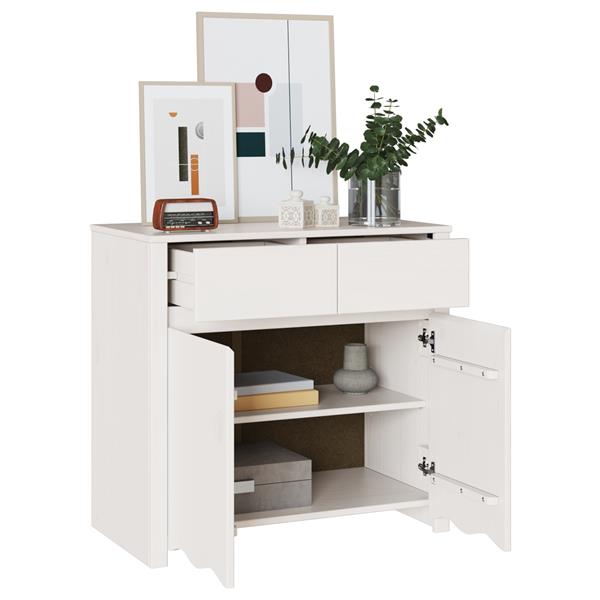 Grote foto vidaxl dressoir drammen wit 79 x 43 x 75.5 cm massief grenenhout huis en inrichting overige