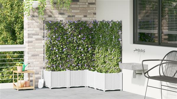 Grote foto vidaxl tuindruppel met trellis 5 pcs wit 120 x 120 x 143 cm pp tuin en terras overige tuin en terras