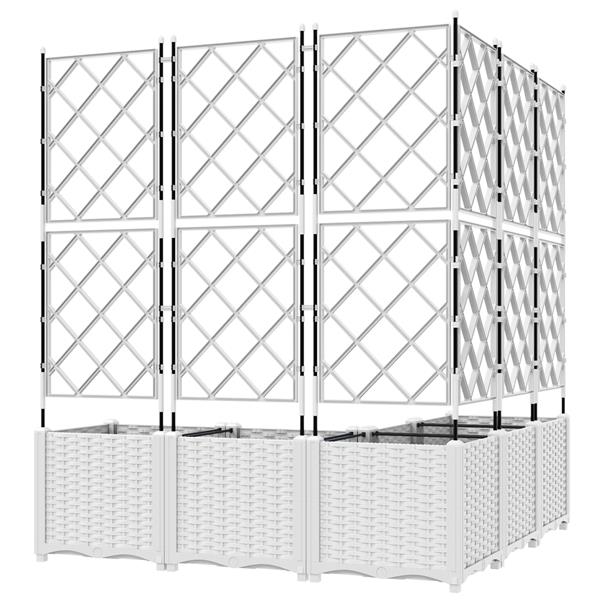 Grote foto vidaxl tuindruppel met trellis 5 pcs wit 120 x 120 x 143 cm pp tuin en terras overige tuin en terras