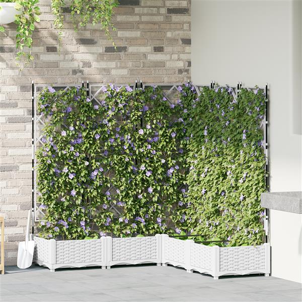 Grote foto vidaxl tuindruppel met trellis 5 pcs wit 120 x 120 x 125 5 cm pp tuin en terras overige tuin en terras