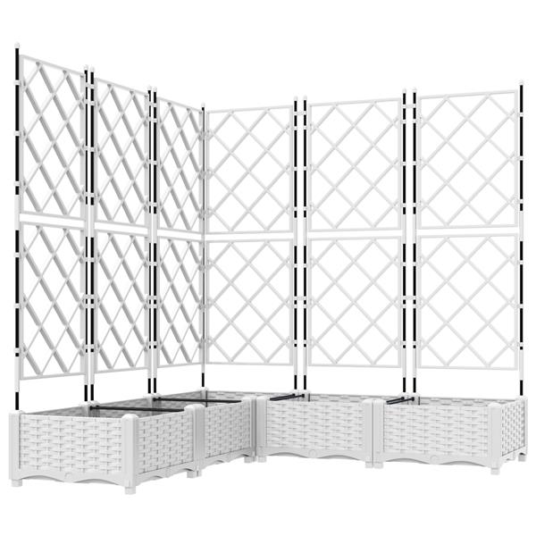 Grote foto vidaxl tuindruppel met trellis 5 pcs wit 120 x 120 x 125 5 cm pp tuin en terras overige tuin en terras