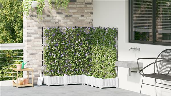 Grote foto vidaxl tuindruppel met trellis 5 pcs wit 120 x 120 x 125 5 cm pp tuin en terras overige tuin en terras