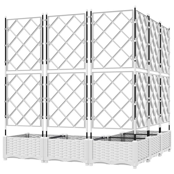 Grote foto vidaxl tuindruppel met trellis 5 pcs wit 120 x 120 x 125 5 cm pp tuin en terras overige tuin en terras