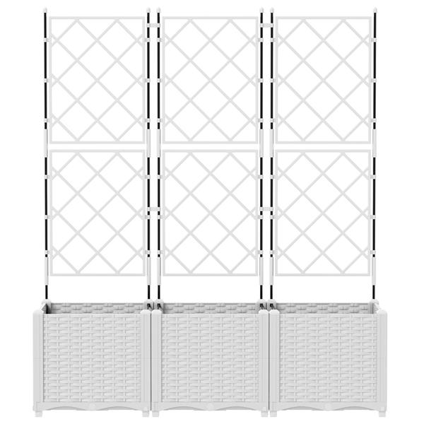 Grote foto vidaxl tuindruppel met trellis 3 pcs wit 120 x 40 x 143 cm pp tuin en terras overige tuin en terras