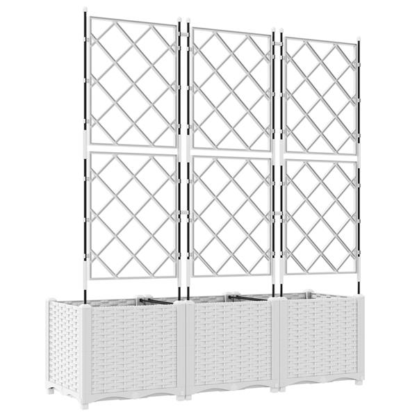 Grote foto vidaxl tuindruppel met trellis 3 pcs wit 120 x 40 x 143 cm pp tuin en terras overige tuin en terras