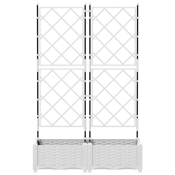 Grote foto vidaxl tuindruppel met trellis 2 pcs wit 80 x 40 x 125 5 cm pp tuin en terras overige tuin en terras