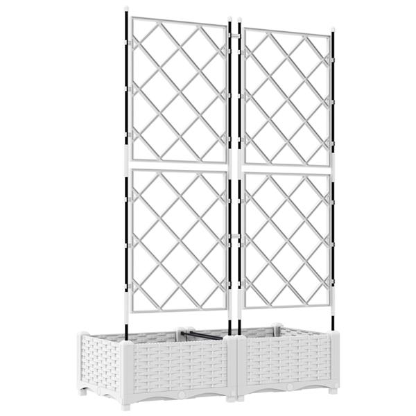 Grote foto vidaxl tuindruppel met trellis 2 pcs wit 80 x 40 x 125 5 cm pp tuin en terras overige tuin en terras