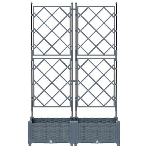 Grote foto vidaxl tuindruppel met trellis 2 pcs lichtgrijs 80 x 40 x 125 5 cm pp tuin en terras overige tuin en terras