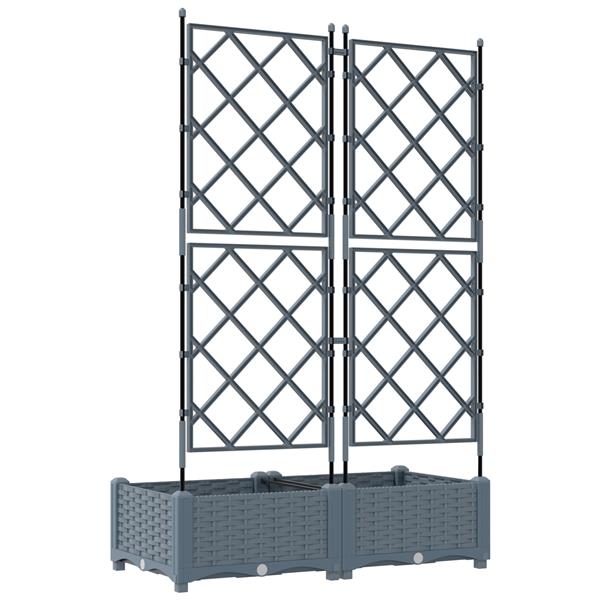 Grote foto vidaxl tuindruppel met trellis 2 pcs lichtgrijs 80 x 40 x 125 5 cm pp tuin en terras overige tuin en terras