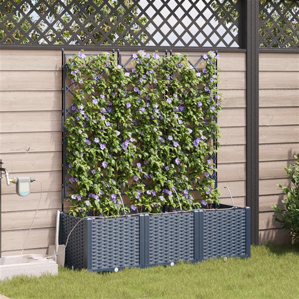 Grote foto vidaxl tuinplantbakken grijs 120 x 40 x 142 cm staal tuin en terras overige tuin en terras