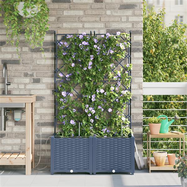 Grote foto vidaxl tuinplantbakken grijs 80 x 40 x 142 cm staal tuin en terras overige tuin en terras