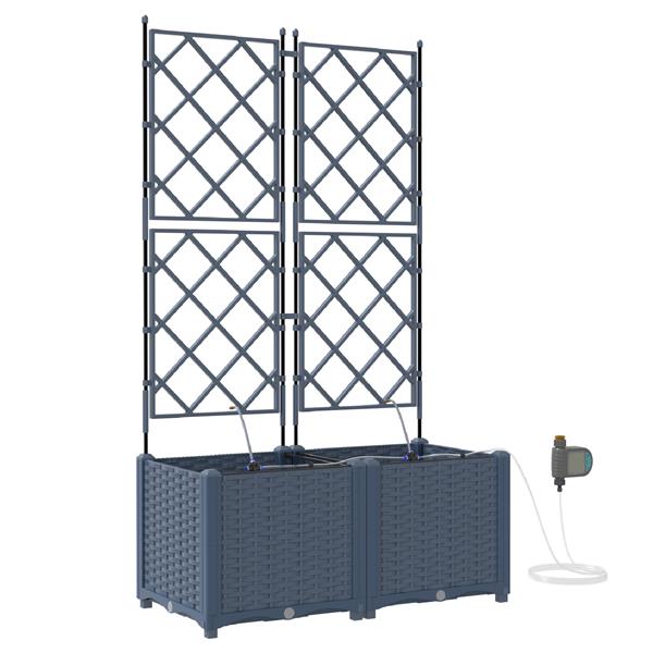 Grote foto vidaxl tuinplantbakken grijs 80 x 40 x 142 cm staal tuin en terras overige tuin en terras