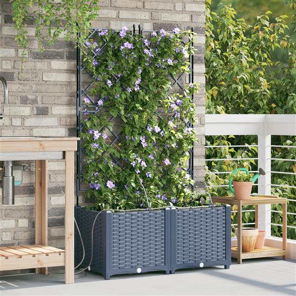 Grote foto vidaxl tuinplantbakken grijs 80 x 40 x 142 cm staal tuin en terras overige tuin en terras