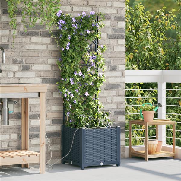 Grote foto vidaxl tuinplantbakken grijs 40 x 40 x 142 cm staal tuin en terras overige tuin en terras