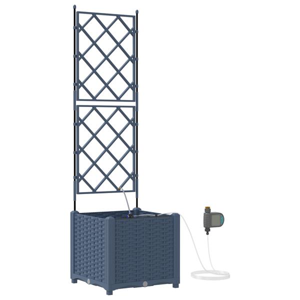 Grote foto vidaxl tuinplantbakken grijs 40 x 40 x 142 cm staal tuin en terras overige tuin en terras