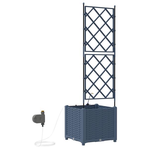Grote foto vidaxl tuinplantbakken grijs 40 x 40 x 142 cm staal tuin en terras overige tuin en terras