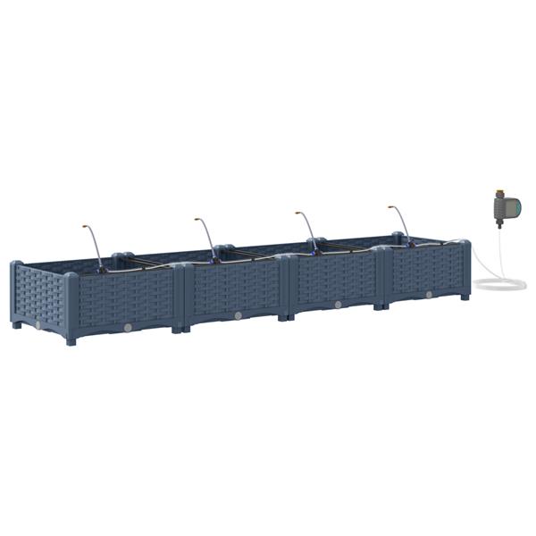 Grote foto vidaxl tuinplantbakken grijs 160 x 40 x 22 cm staal tuin en terras overige tuin en terras