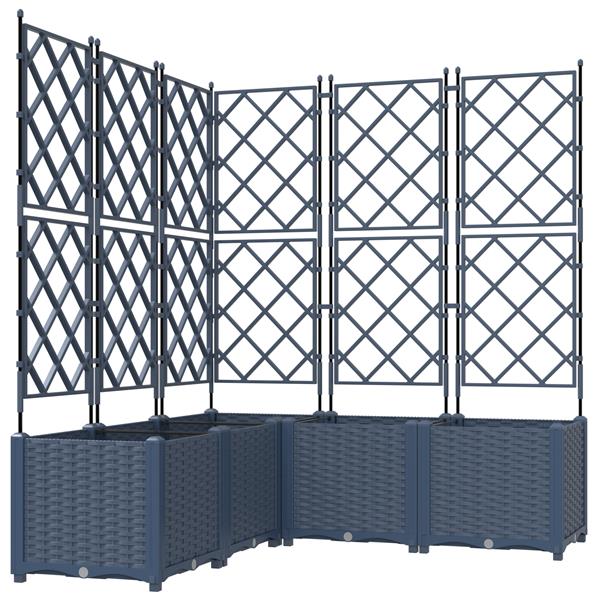 Grote foto vidaxl tuindruppel met trellis 5 pcs grijs 120 x 120 x 143 cm pp tuin en terras overige tuin en terras