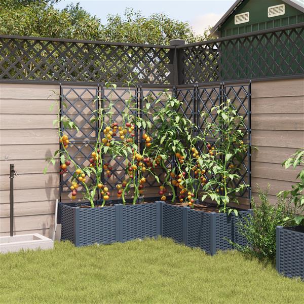 Grote foto vidaxl tuindruppel met trellis 5 pcs grijs 120 x 120 x 143 cm pp tuin en terras overige tuin en terras