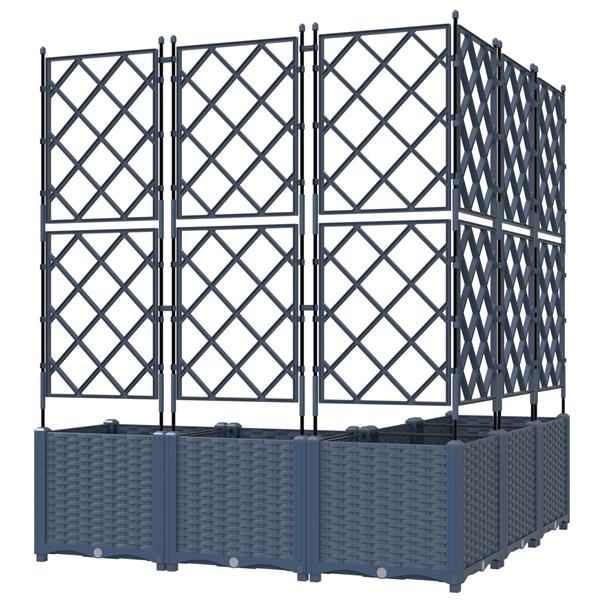 Grote foto vidaxl tuindruppel met trellis 5 pcs grijs 120 x 120 x 143 cm pp tuin en terras overige tuin en terras