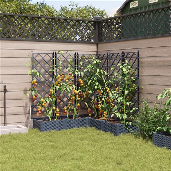 Grote foto vidaxl tuindruppel met trellis 5 pcs grijs 120 x 120 x 125 5 cm pp tuin en terras overige tuin en terras