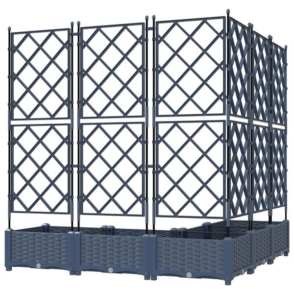Grote foto vidaxl tuindruppel met trellis 5 pcs grijs 120 x 120 x 125 5 cm pp tuin en terras overige tuin en terras