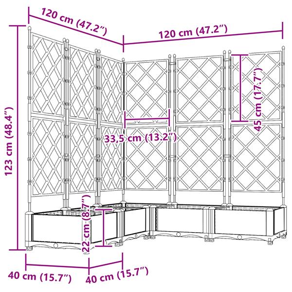 Grote foto vidaxl tuindruppel met trellis 5 pcs grijs 120 x 120 x 125 5 cm pp tuin en terras overige tuin en terras